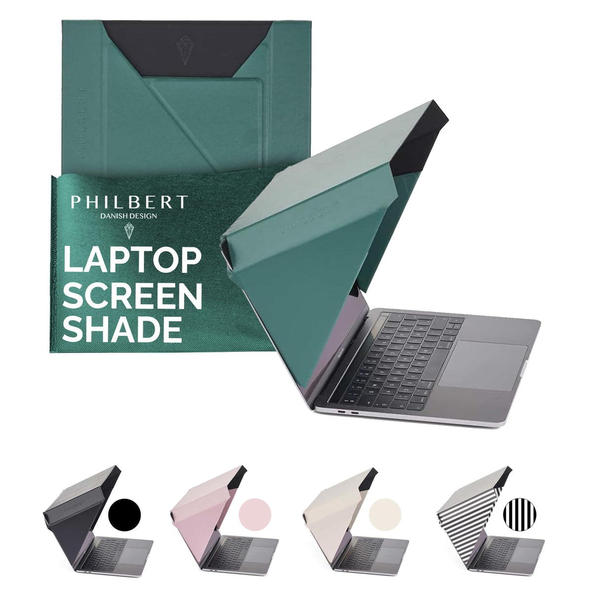 Philbert Danish Design slim hood front view showing slim hood improving screen visibility