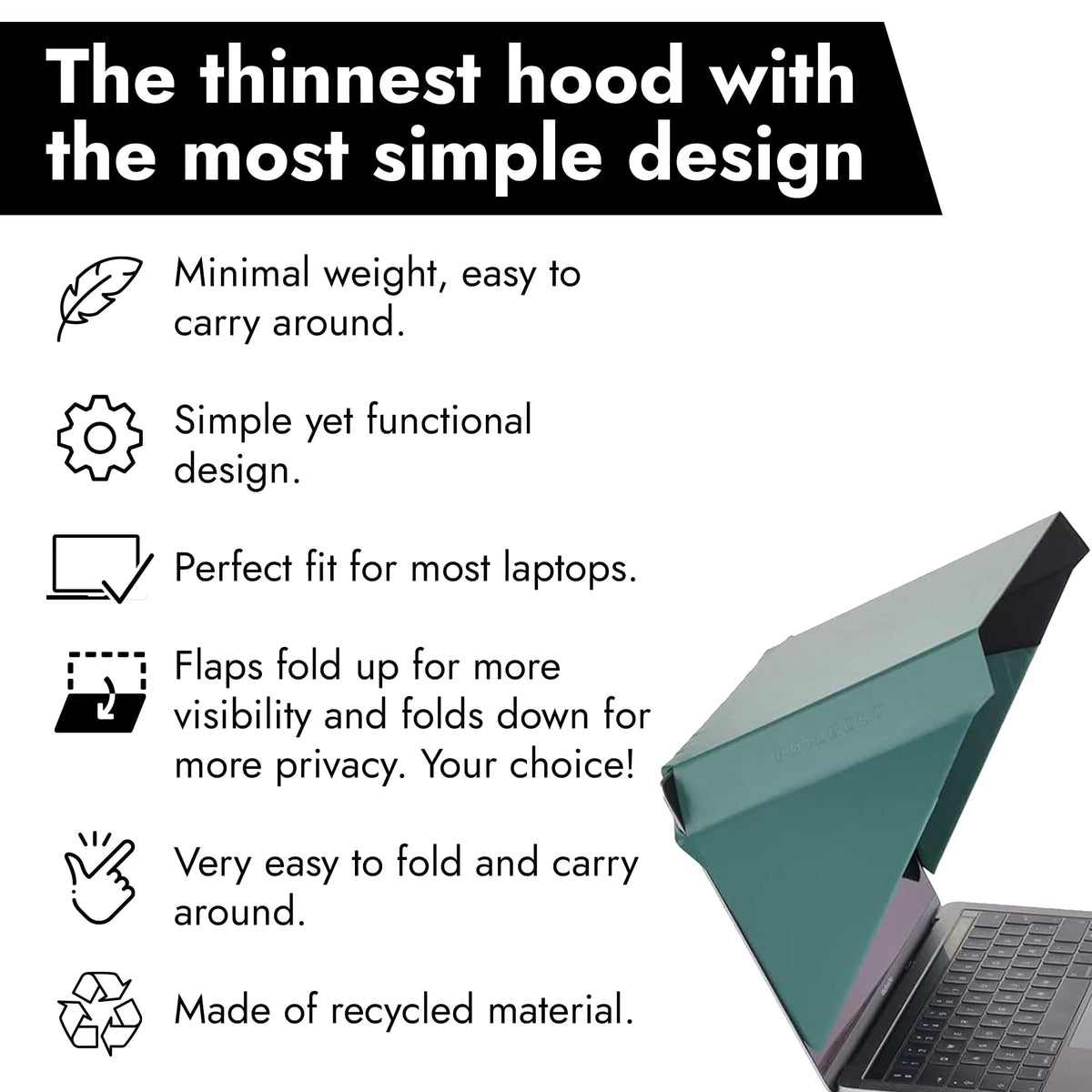 Philbert Slim Hood installed on MacBook improves outdoor visibility