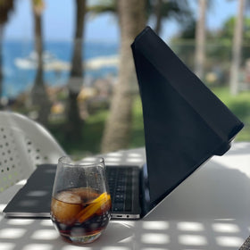 Philbert Slim Hood on 12-inch laptop scale showing compatibility and true-to-size fit benefit