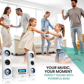 Philco AUX port connects phone for quick playback