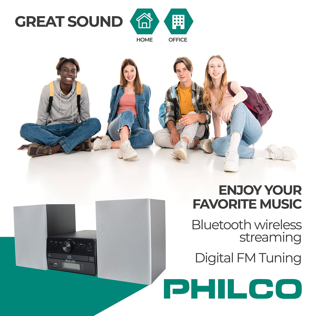 Philco stereo shelf system Bluetooth streaming from phone or tablet