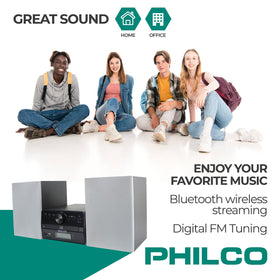 Philco stereo shelf system Bluetooth streaming from phone or tablet
