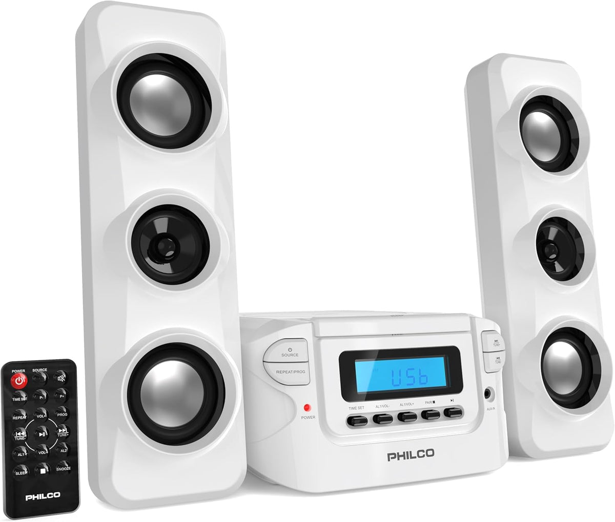 Philco stereo shelf system with compact CD setup for easy listening