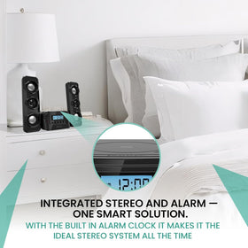 Philco stereo shelf system compact dorm room design fits small spaces.