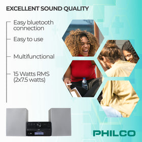 Philco stereo shelf system USB input for convenient playback