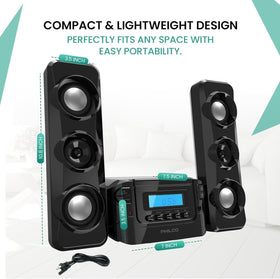 Philco stereo shelf system USB playback port for playlist access.