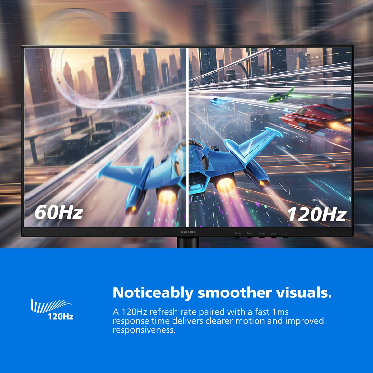 PHILIPS 22E2N1100 Adaptive-Sync prevents tearing for fluid gameplay.