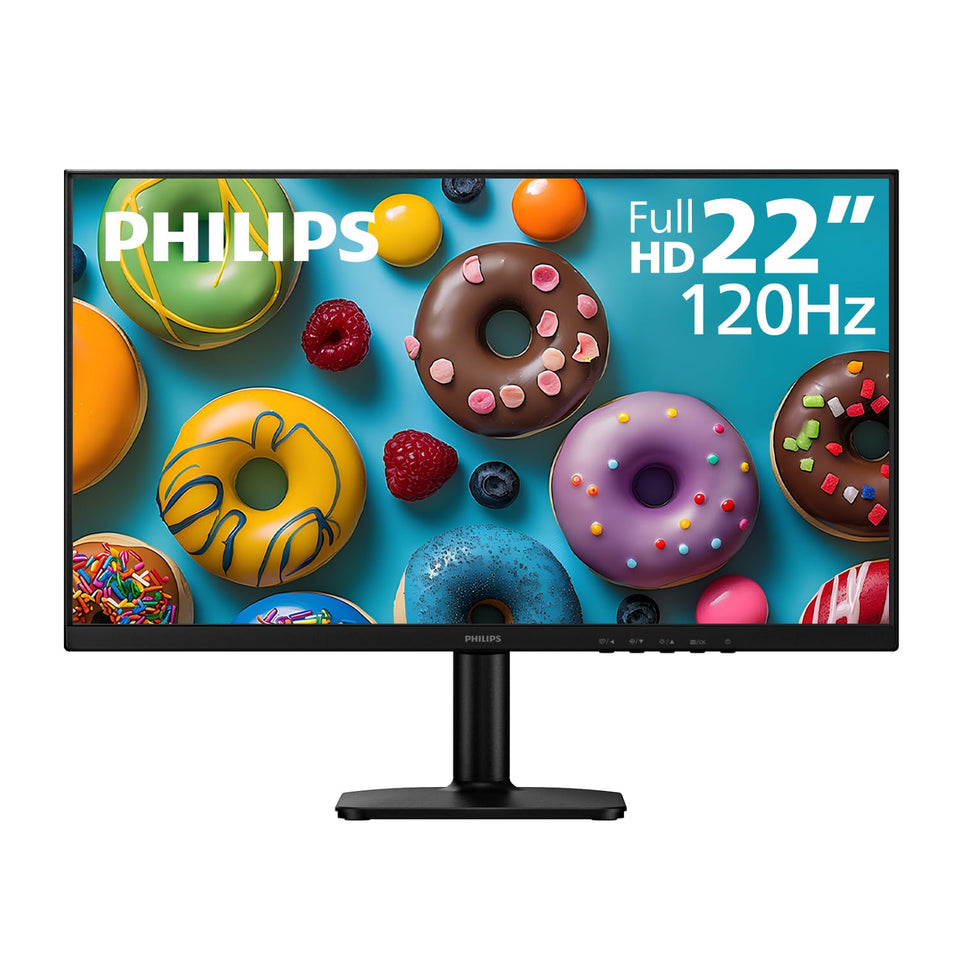 PHILIPS 22E2N1100 full HD IPS display shows crisp colors and wide angles.