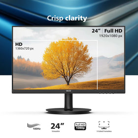 Philips 241V8LB full HD clarity enhances viewing with sharp detail.