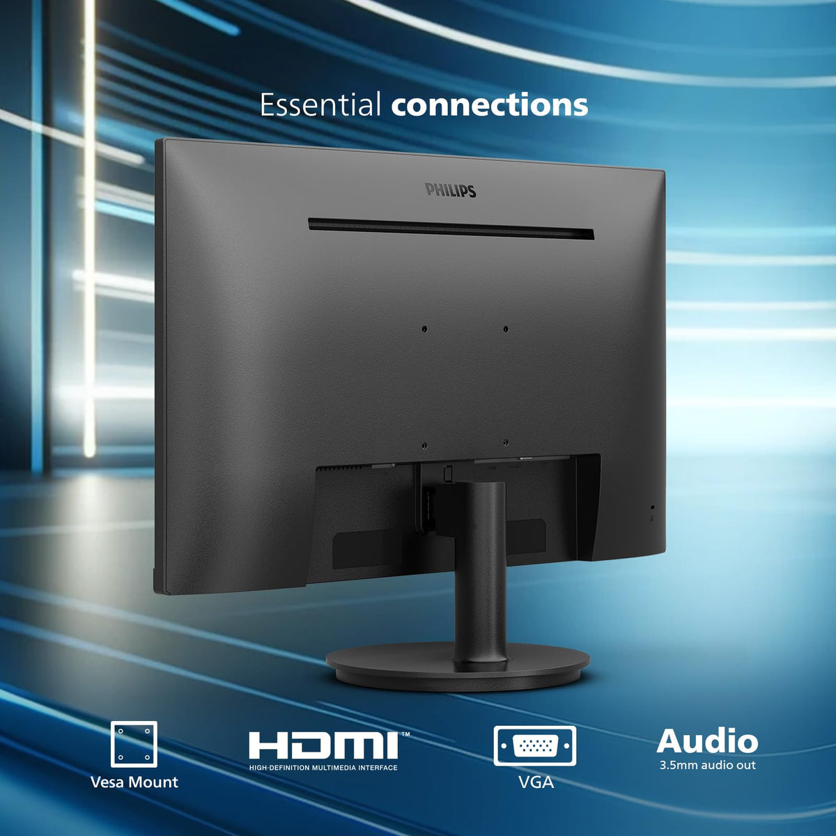 Philips 241V8LB ports include HDMI and VGA for flexible connections.