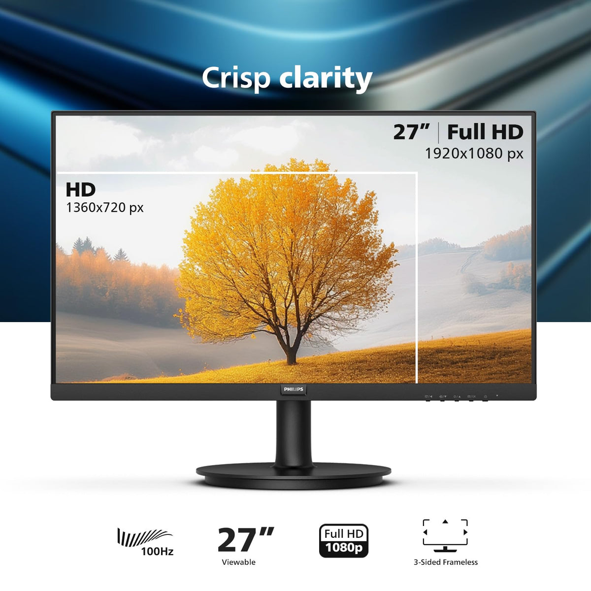 Philips 271V8LB wide viewing angle maintains color accuracy from any seat.