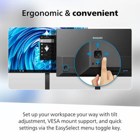 Philips 32E1N1100L cable management helps keep desks tidy