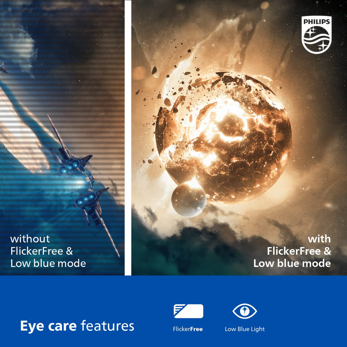 Philips 346E2CUAE Multiview connects two devices for seamless multitasking and quick source switching.
