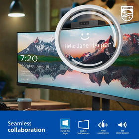 Philips 34E1C5600HE noise-canceling mic improves conference calls.