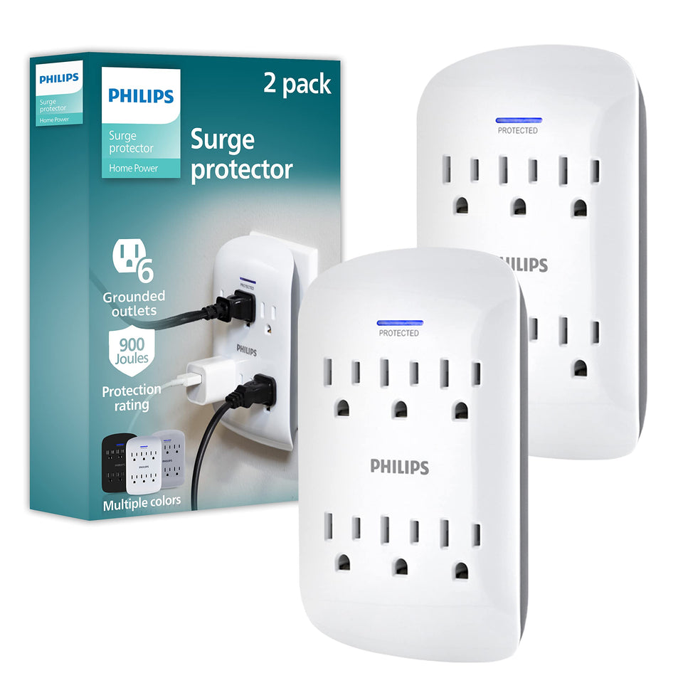 Philips 6-outlet wall tap setup powers multiple devices neatly