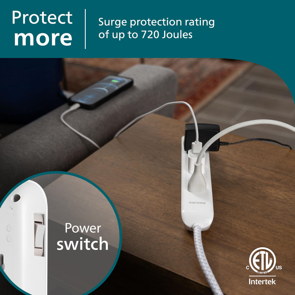 Philips surge protector offers up to 720 joules of protection