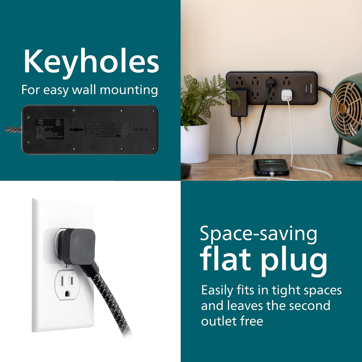 Dorm-friendly Philips Adapt surge protector powers multiple devices at once