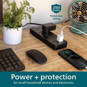 ETL-listed Philips Adapt surge protector designed for safe home office use