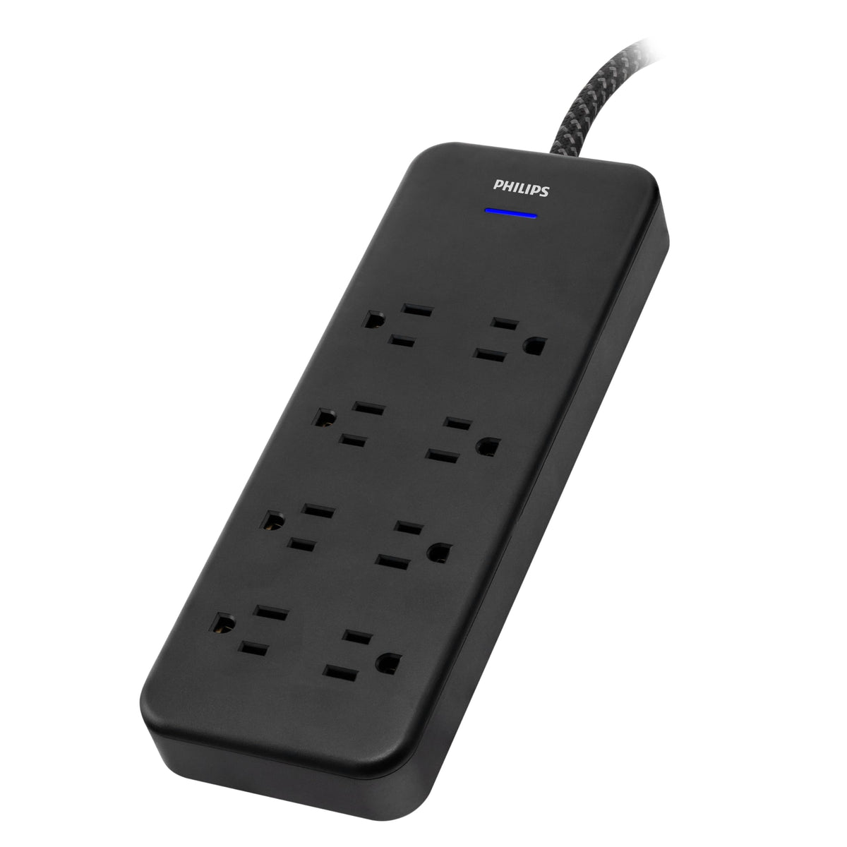 Wide-spaced outlets on Philips Adapt fit bulky adapters for a tidy desk