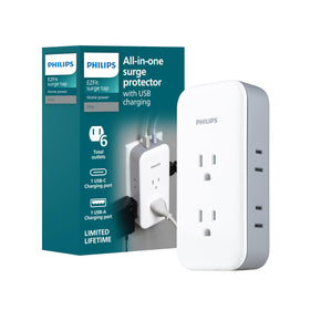 Philips all-in-one surge tap front view showing USB C port for convenient charging