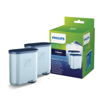 PHILIPS AquaClean front packaging showing two filters and benefits