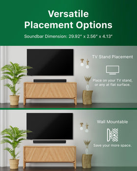 PHILIPS B4000 installed with TV in living room, demonstrates clearer sound and space saving