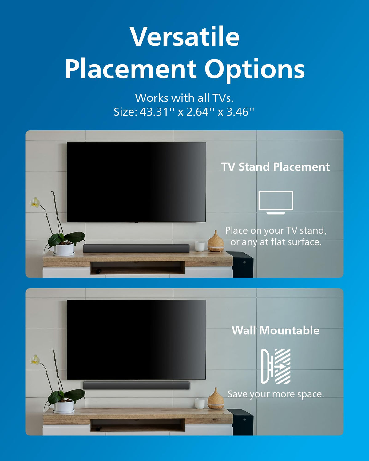 Philips B4208 soundbar USB playback for convenient media.