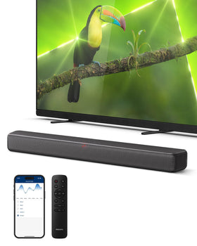 Philips B5109 soundbar front view delivering clear room-filling sound for movies and music