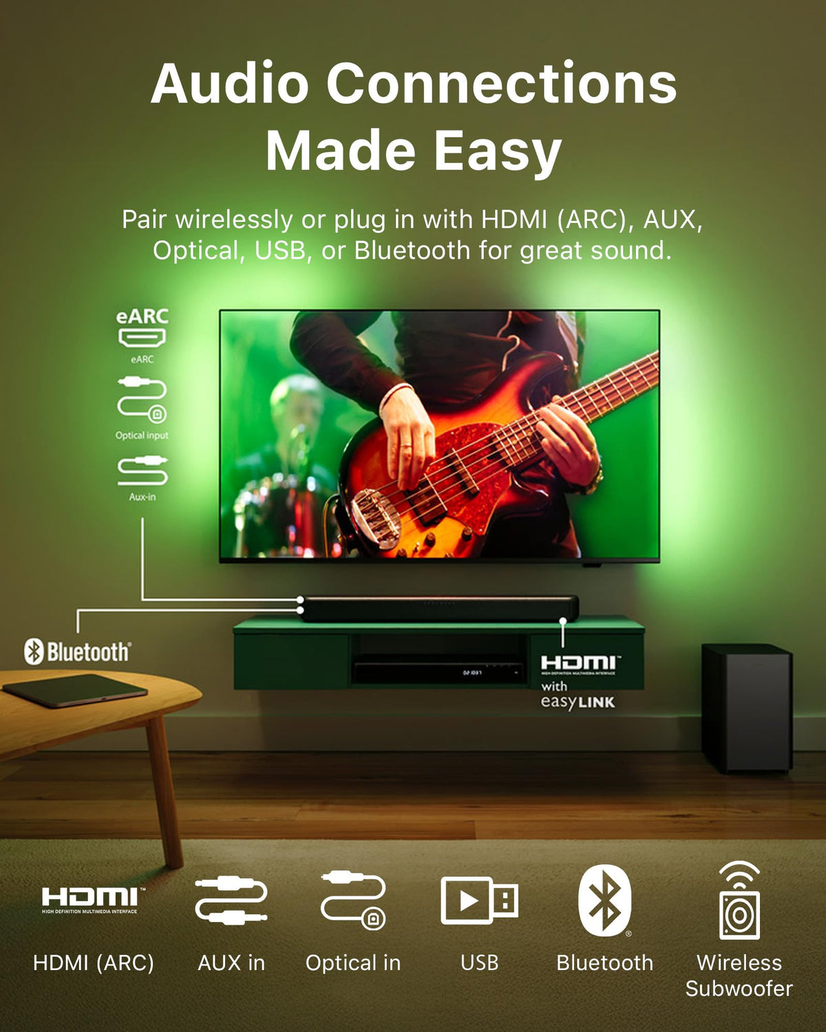 PHILIPS B5309 HDMI ARC connection enables TV remote control