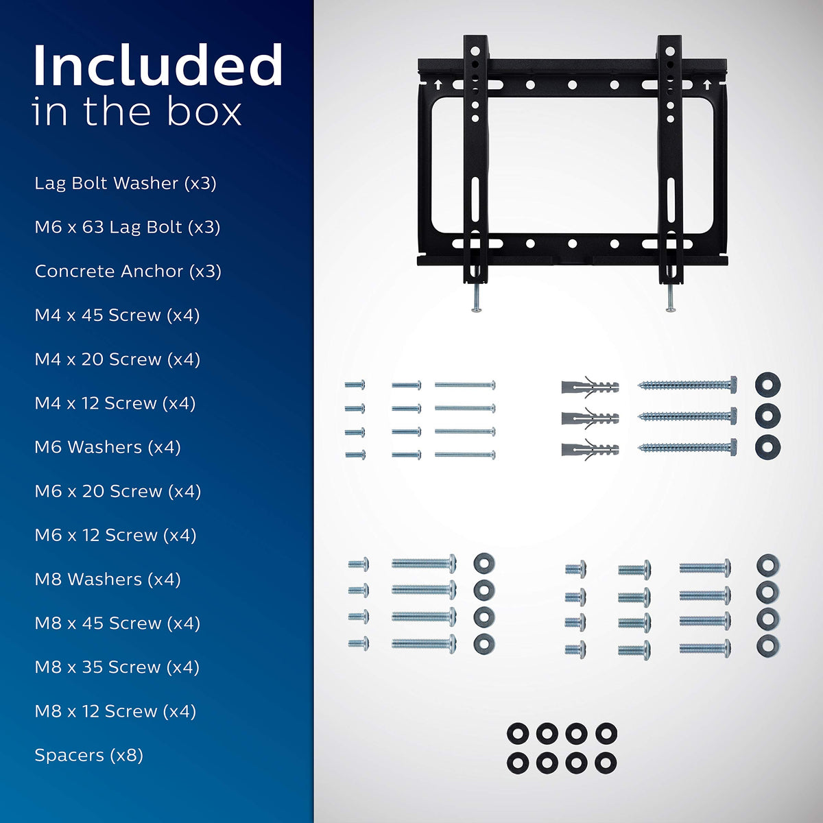 Philips back of TV mounted frame demonstrates sturdy hold