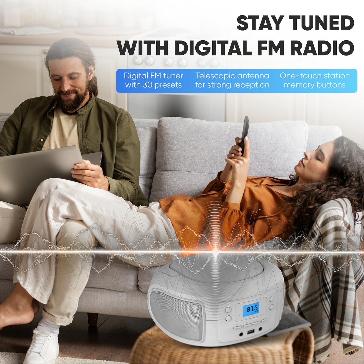 PHILIPS back panel with USB and AUX ports for flexible connections and quick playback