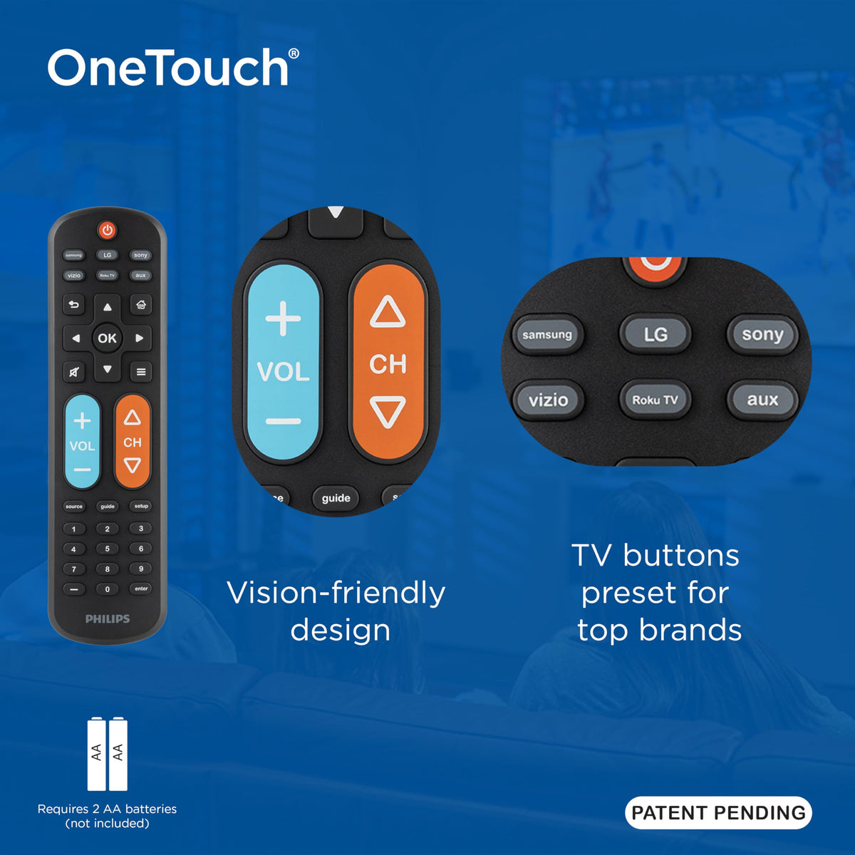 PHILIPS directional pad and media controls for easy play, pause, rewind and fast forward