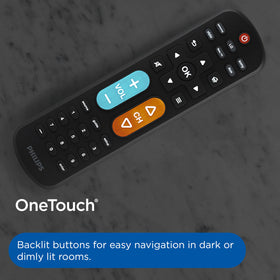 PHILIPS large blue volume and orange channel buttons enhancing visibility for users