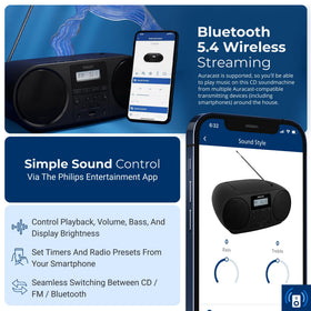 Philips boombox with AUX input for easy external device connection