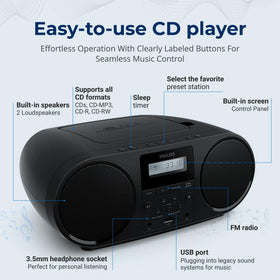 Philips boombox USB playback for MP3 tracks from a USB drive