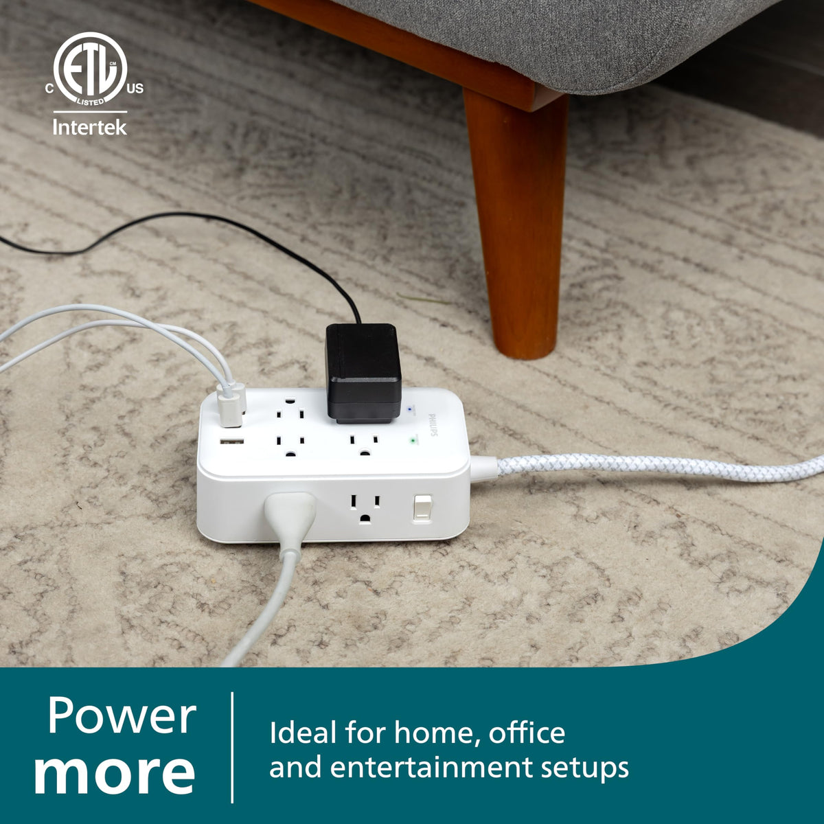 PHILIPS braided cord texture detail showing durable tangle-resistant cable