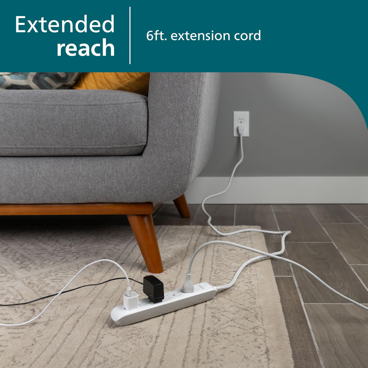 PHILIPS braided cord resists tangles for easy setup.