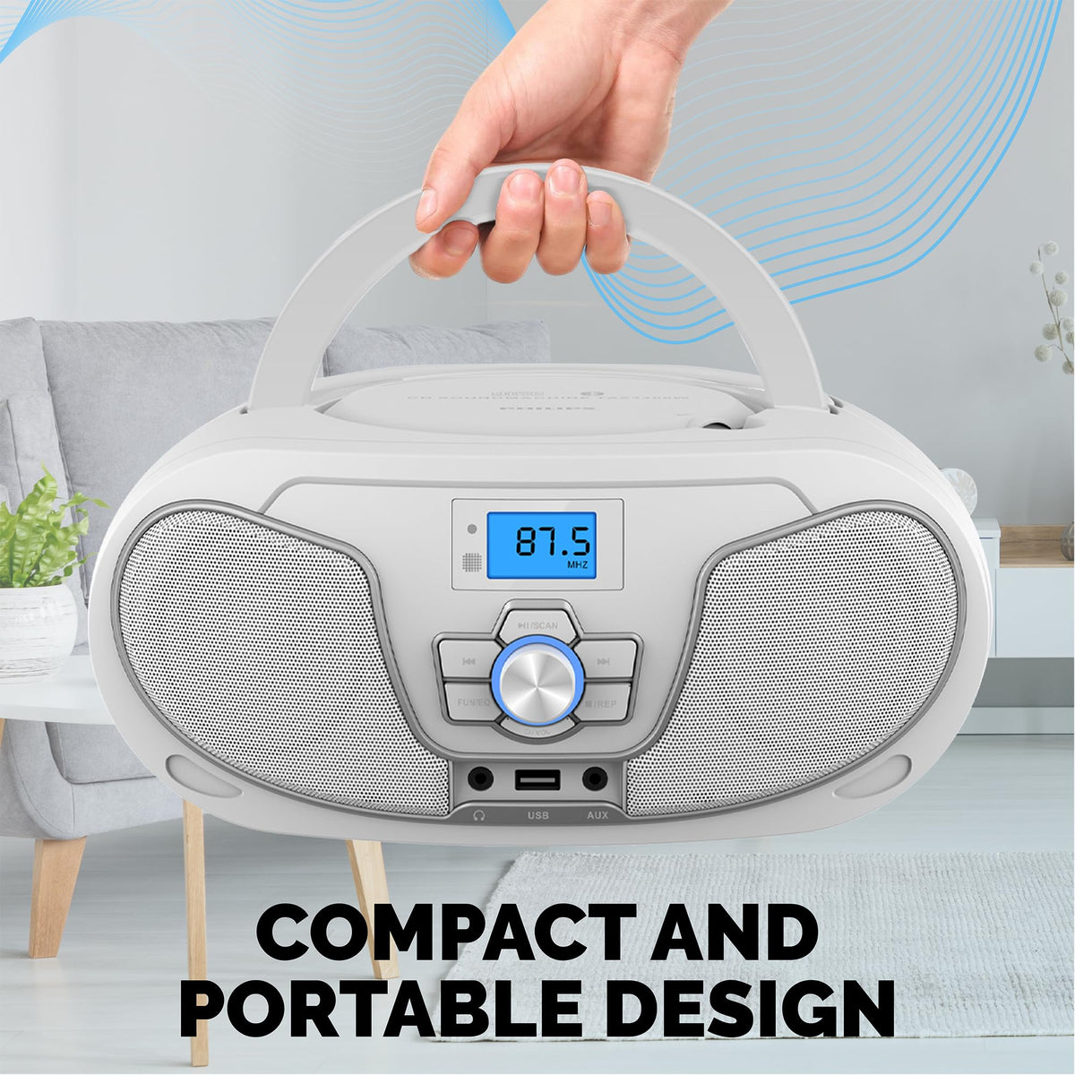 PHILIPS CD Player Boombox AUX-in for wired device connection