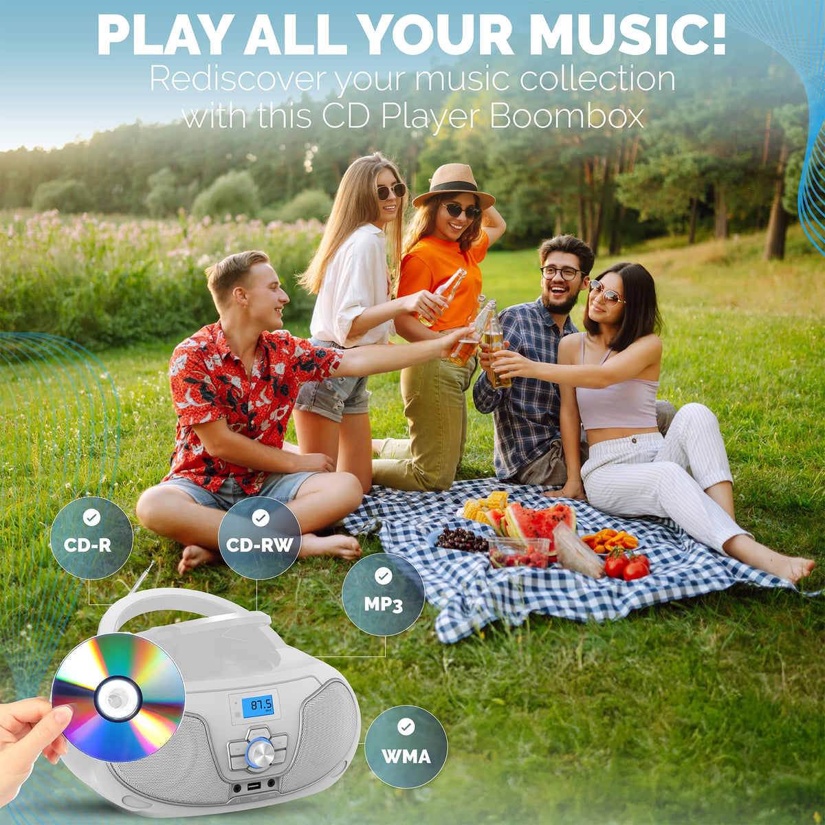 PHILIPS CD Player Boombox battery operation for outdoor listening