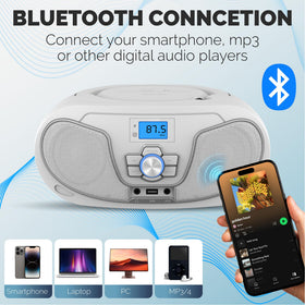 PHILIPS CD Player Boombox FM radio with 30 presets for favorite stations