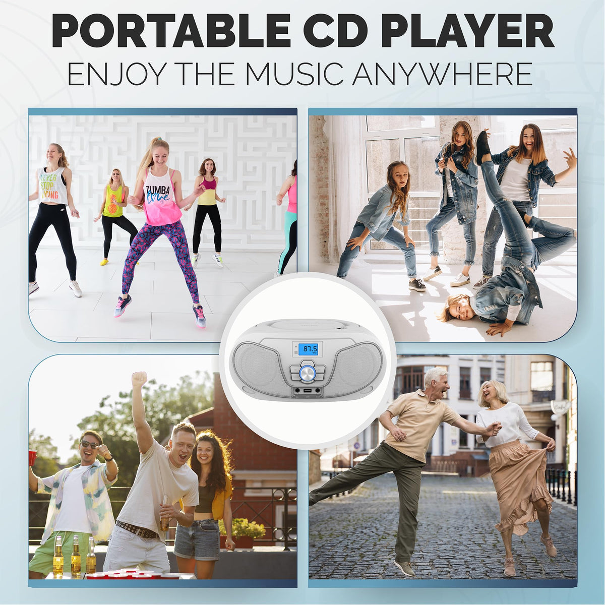 PHILIPS CD Player Boombox portable design with carry handle for trips