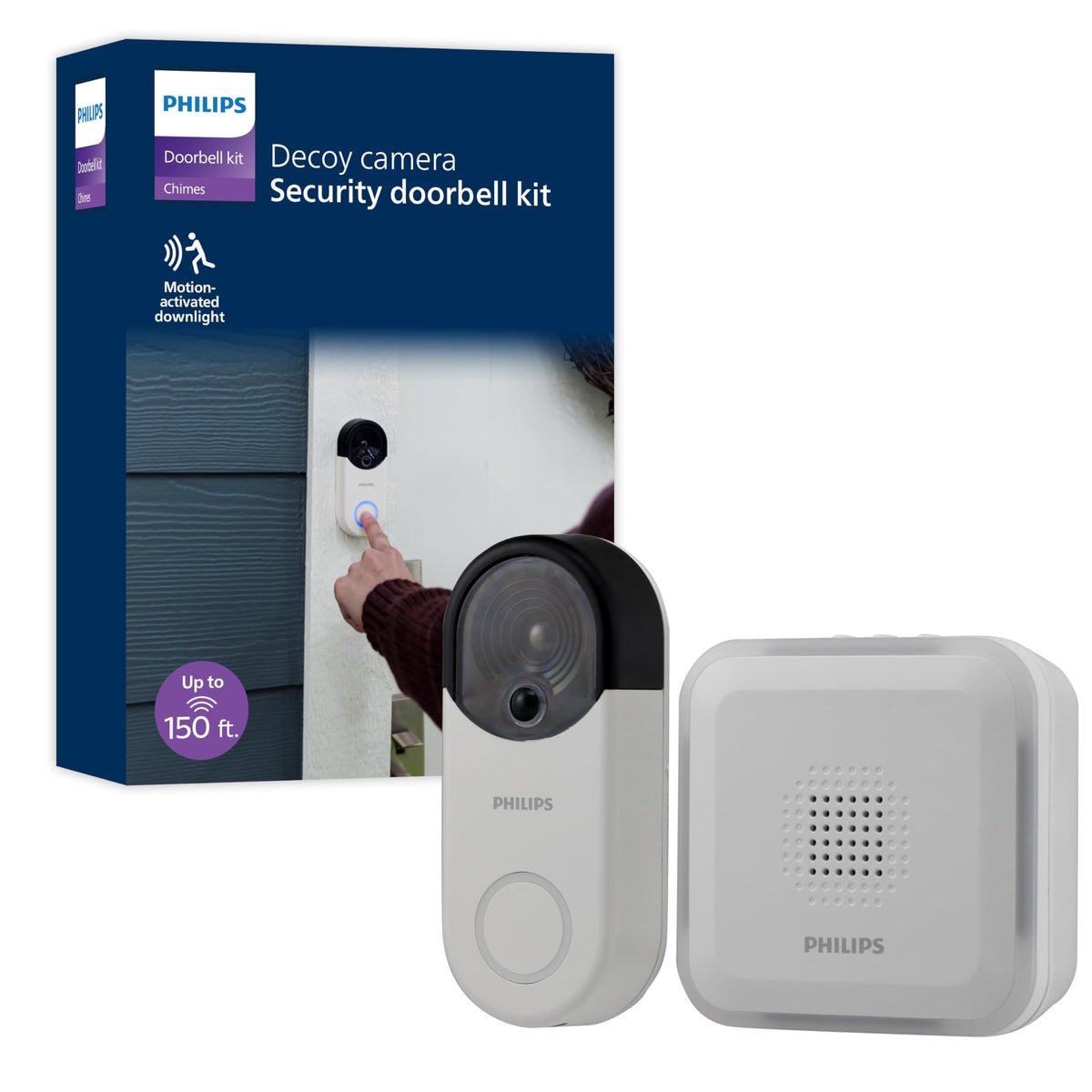 Philips Decoy security camera front view deters intruders and looks like a real surveillance device