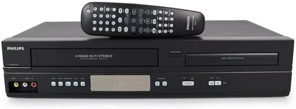 PHILIPS DVD/VCR Combo front view, renewed unit ready for DVD and VHS playback.