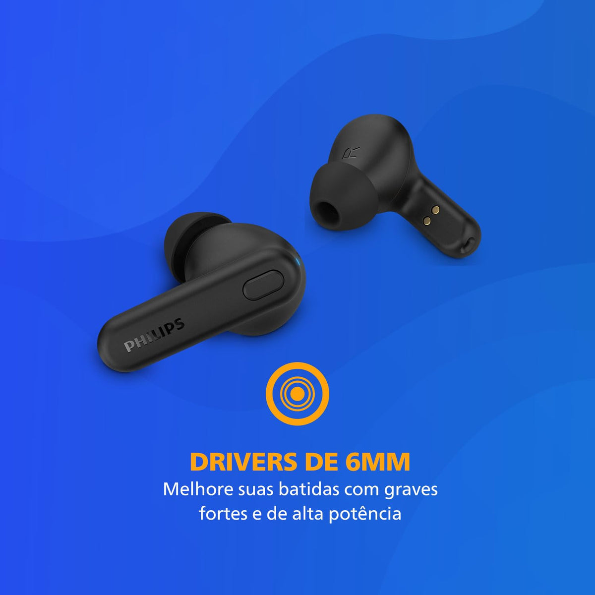 PHILIPS earbuds worn during activity, demonstrating secure fit and comfort benefit
