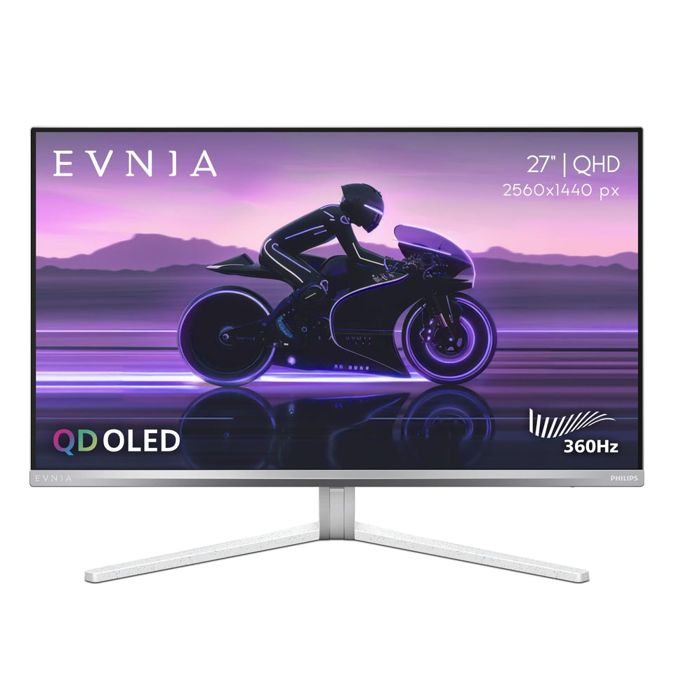 PHILIPS Evnia 27M2N8500 front view showcases immersive design for gaming sessions.