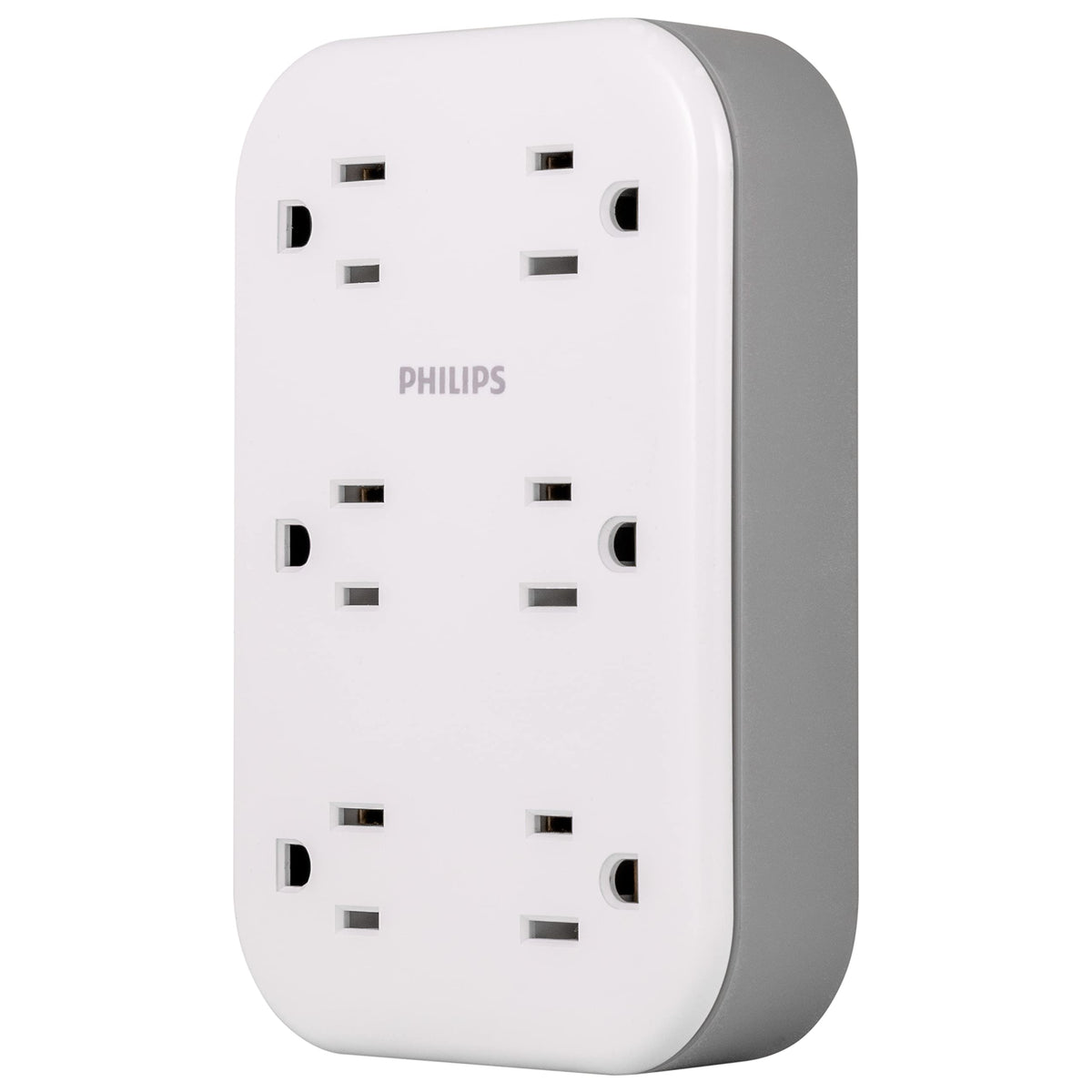 PHILIPS EZFit front view showing six grounded outlets and compact design for more devices