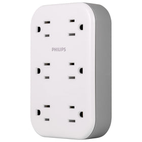 PHILIPS EZFit front view showing six grounded outlets and compact design for more devices