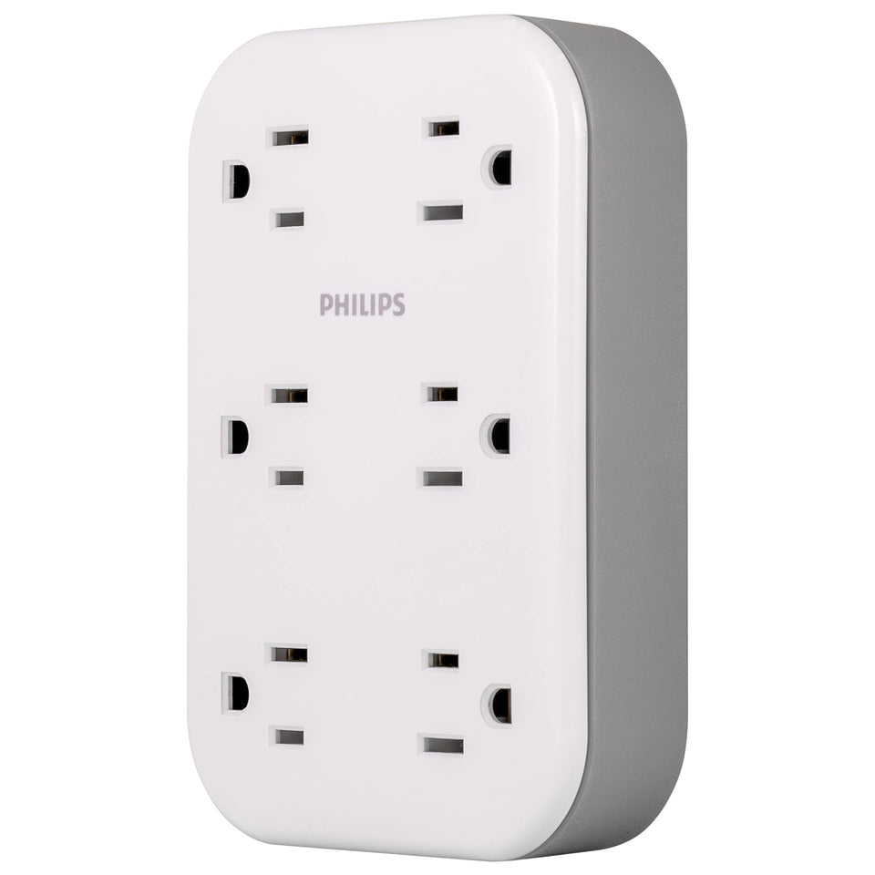 PHILIPS EZFit front view showing six grounded outlets and compact design for more devices