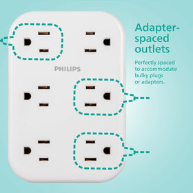 PHILIPS EZFit side profile plugged into wall demonstrating space-saving installation benefit