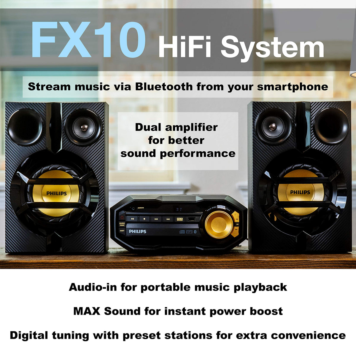 PHILIPS FX10 remote control for convenient room-wide operation